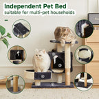 Cat Tree Tower with Scratching Posts, Condo, Perch, Hanging Toy, Multi-Level, Beige and Dark Gray