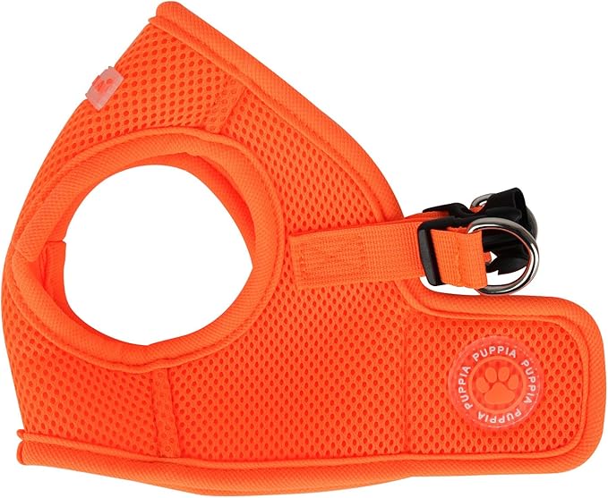 Puppia Neon Soft Vest Harness Step-in No Choke No Pull Walking Training for Small and Medium Dog, Orange, X-Small