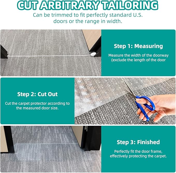 KHS 3.6FT Carpet Scratch Stopper, 2PCS Plastic Carpet Protector for Pets, Non-Slip Anti Scratch Under Door Cat Scratch Protector Mat, Easy to Cut Cat Scratch Protector Mat