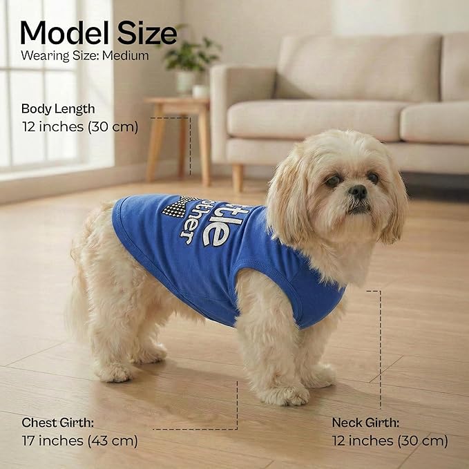 Parisian Pet Dog Shirt – 100% Cotton Shirts for Medium Dogs – Blue Sleeveless Puppy Clothes – Lightweight and Breathable Dog Apparel – Boy Little Brother Dogs Clothes - Stretchy Pet T Shirts