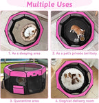 PETSFIT Portable Dog Playpen,36" Dog Play Pen Indoors with Removable Waterproof Mat & Zippered Roof | RV, Camping, Travel Dog Pen | Whelping & Cat Observation Space(36" L x 36" W x 21" H)