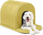 Orthopedic Dog House 2.0 - Outdoor Waterproof Dog Shelter w/Porch - Scratch Proof Indoor Pet House w/Egg-Crate Foam - Ideal for Extra Large Breeds & Fits 42-Inch Crate - 41"x27", Moonstone