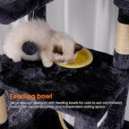 Heybly Tall Cat Tree, 78-inch Multi-Level Cat Tower for Indoor Cats, 2 Widened Plush Perches Cat Condo with Scratching Board and Big Caves, Smoky Gray HCT033G