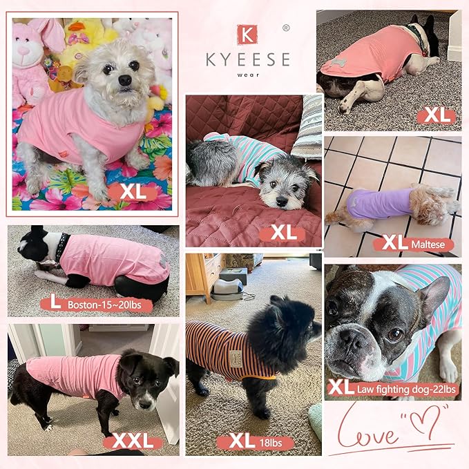 KYEESE 2Pack Dog Shirts Striped Soft Stretchy T-Shirts Lightweight Tank Top Sleeveless Dog Vest Breathable, XX-Large, Orange+Green