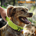 HYDEME Tactical Dog Collar, Alpine Loop Adjustable Military Training Nylon Dog Collars with Handle and Reflective for Small Medium Large Dogs, with Airtags Protective Case & Patches.(XL,GrassGreen)