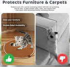 Handmade Woven Cat Scratcher Mat, 16.9"/19.7" Natural Cotton Rope Cat Scratching Pad for Indoor Cats, Non-Slip Flat Scratch Pad, Soft Durable Cat Lounging Mat with Ball Toy (Wave Pattern,19.7 in)