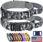 HYDEME Tactical Dog Collar, Alpine Loop Adjustable Military Training Nylon Dog Collars with Handle and Reflective for Small Medium Large Dogs, with Airtags Protective Case & Patches.(L,Camo)