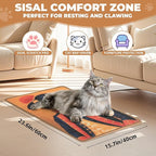 Sisal Cat Scratcher Mat, Cat Wall Scratcher for Indoor Cats, 23.6x15.7 Inch Cat Scratch Pad with Hook & Loop, Wall Mounted Cat Scratching Post to Protect Couch and Carpet（Royal Cat）