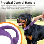 Tactical Dog Collar with Control Handle, Military Adjustable Pet Collar Reflective Heavy Metal Buckle Dog Collar, Soft Nylon Training Collar for Medium Large Dogs (Purple, X-Large)