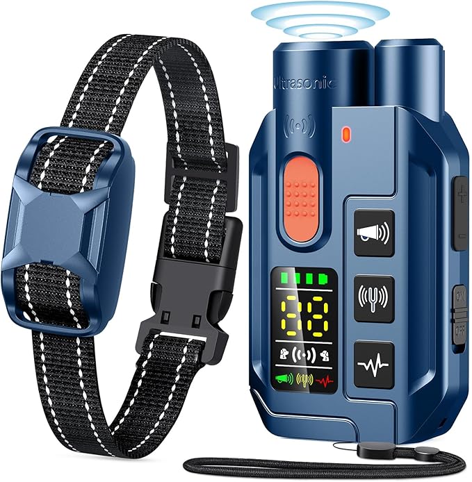 2 in 1 Dog Shock Collar &Dog Bark Deterrent Devices,4200FT Dog Training Collar with Remote, E Collar with Adjustable Beep, Vibration and Shock, IP67 Waterproof,50FT Ultrasonic(1-3L) Control Range
