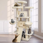 Go Pet Club 68 Inches Multi-Level Big Cat Tree, Tower with Sisal Scratching Posts, Hanging Basket & Comfortable Perches for Large Cats