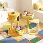 Happy & Polly Cat Tree, Cats, 53.2x22.4x18.1 Inches, All Breed Sizes, Climbing, Indoor, Wood and Sisal, Floor Mount, Modern