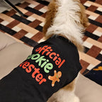 Fitwarm Official Cookie Tester Funny Dog Shirt, Christmas Dog Clothes for Small Dogs Boy Girl, Holiday Doggy Tshirt, Pet Outfit, Gingerbread, Black, Red, Green, Small