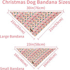 Christmas Dog Bandana–Pink Christmas Tree Triangle Scarf for Small Medium Large Dogs, Soft Cotton Pet Bib for Winter & New Year, Adjustable Dog Kerchief