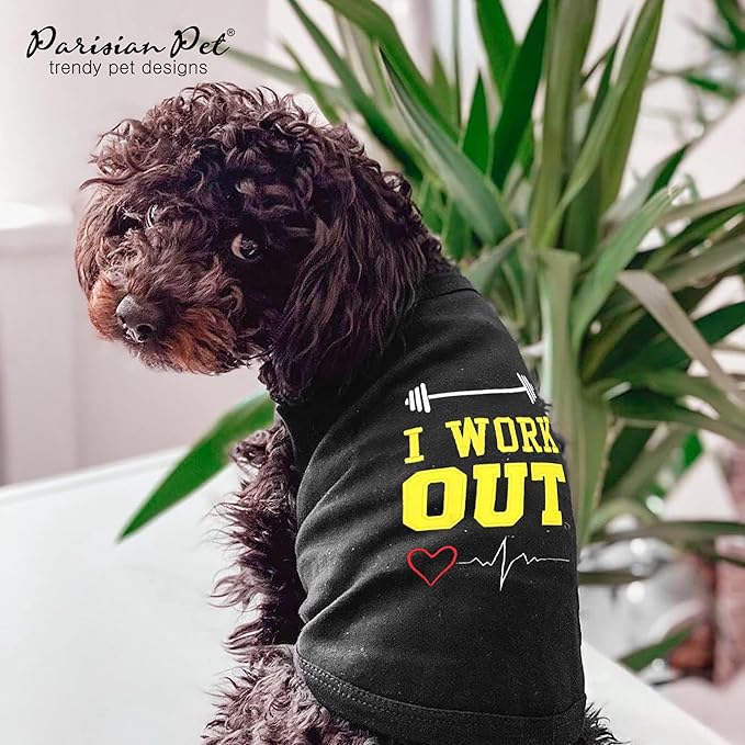 Parisian Pet Dog Shirt – 100% Cotton Shirts for Large Dogs – Black Sleeveless Puppy Clothes – Lightweight and Breathable Pet Apparel – Cool and Stylish Gym Dog Clothes - Stretchy T Shirts for Dogs