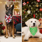 ADOGGYGO 4 Pack Dog Bandana Christmas Dog Scarf Triangle Bibs Kerchief Set Red Green Pet Christmas Costume Accessories Decoration for Medium Large Dogs (Large)