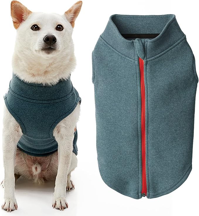 Gooby Zip Up Microfiber Fleece Dog Sweater - Turquoise, Large - Warm Double Layered Soft Microfiber Fleece Step-in Dog Jacket for Small to Medium Dogs