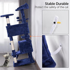 Topeakmart 54in Cat Tree, Cat Tower w/Large Cat Condo Scratching Posts and Perch, Cat Stand House Furniture, Navy Blue