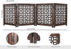 Wooden Foldable Pet Dog Safety Gate -4 Panels 20"Wx24"H- Hand Carved Solid Wood And MDF - Free Standing Portable Indoor Doorway Hall Stairs Dog Puppy Fence - Fully Assembled - Antique Brown -IRONGATE