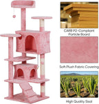 ZENY 54 Inch Cat Tree, Multi-Level Cat Condo with Scratching Post + 2 Play Houses, Pet Furniture in Pink