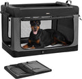 Feandrea Collapsible Dog Crate, 48-Inch Portable Dog Travel Crate for Extra Large Dogs, Oxford Fabric Pet Carrier with 4 Mesh Doors, Handles, Storage Pocket, Water Bottle Holder, Ink Black UPDC022BH01