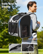 Pecute Cat Backpack with Widened Interior Space, Upgraded Dog Backpack Carrier with Various Ways to Carry, Pet Backpack with Breathable Mesh, Pet Travel Carrier with Soft Padded, Reinforced Support