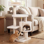 Tangkula 36 Inch Cat Tree Tower, Multi-Level Cat Tower with Condo, Top Perch, Sisal Scratching Posts & Hanging Rope, Spring & Hanging Balls, Climbing Platforms for Indoor Cats and Kittens (Beige)