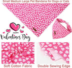Valentine Dog Bandana, Pink Heart Triangle Bid Scarf for Small Medium Dog, Cotton Pet Kerchief for Girl Boy Dogs or Cats, Red Dog Bandana, Cute Adorable Puppy Bandana