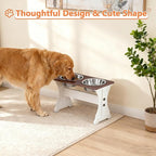 Piskyet Elevated Dog Bowls,Farmhouse Dog Bowls Stand, Raised Dog Bowl with 2 Stainless Steel Wooden Dogs Bowls 9 Cups 13.8''H_80 oz Bowl-Farmhouse Style