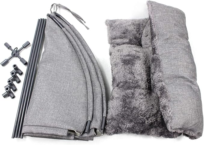 Winsterch Cat Bed Cave for Indoor Cats, Small Pet Tent Cave for Cats, Kittens, and Small Dogs, Warming Cat House with Removable Washable Cushion (18.5'‘ x 18.5’' x 15.8'', Grey)