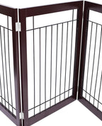 INTERNET'S BEST Dog Gate - Indoor Pet Safety Divider - Portable Free Standing Doggy Barrier for Stairs, Doorways, and Hallways - Tall Puppy Fence - No Drilling Needed - 3 Panel, 30 Inch - Espresso