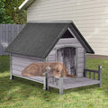 Dog House for Outdoor/Indoor, Weatherproof Outdoor Kennel for Large Dogs, Chew-Resistant Iron Frame & Asphalt Roof (Grey, L)