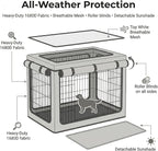 36 inch Dog Crate Cover, Heavy Duty 1680D Waterproof Oxford Cloth with Breathable Mesh & Detachable Sunshade, Universal Fit for Wire Crates, Dog Cage Cover All-Weather Indoor Outdoor Use.
