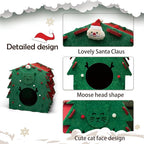 KAQJW Christmas Detachable Felt Cat Bed Condo Shelter House for Indoor Use - Easy to Assemble, Durable and Warm Funnest - Cozy Shelter with Bonus Cat Toys (Xmas-Large House)
