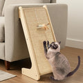 Meeyoview L Shape Cat Scratcher Ramp, 27'' Sisal Scratching Post, Vertical Cat Scratcher for Indoor Cats, Solid Wooden Scratch Board, Furniture Protector with Catnip