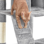 Topeakmart 72in Cat Tree for Indoor Cats, Multi-Level Cat Tower Cat Condo with Scratching Posts, 3 Perches, Cat Furniture Activity Center Play House for Cats Kitten, Light Gray