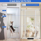 71 Inch Extra Tall Pet Gate for Cats, 29.5-48" Adjustable Wide Dog Gates, Pressure Mounted Walk Through Tall Cat Gate for Doorways,Hallway,Stairs,House（White）
