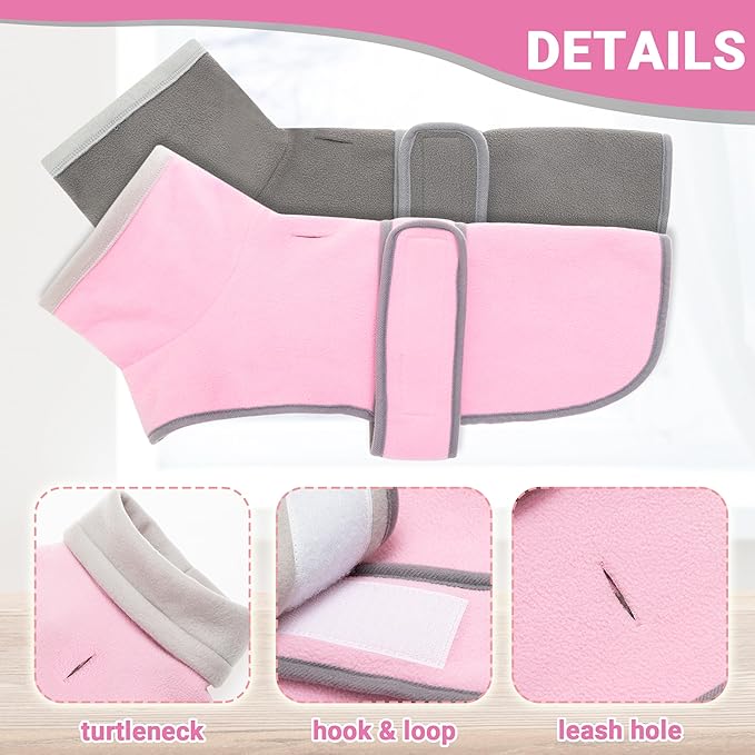 Dog Coat 2 Pack, Turtleneck Fleece Pet Winter Jacket for Cold Weather, Warm Dog Clothes Sweater Outdoor Indoor for Small, Medium, Large & XL Dogs (M-XXL)