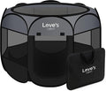 Love's cabin Pet Puppy Dog Playpen, Large Dog Tent Crates Cage Indoor/Outdoor, Portable Playpen for Cat, Foldable Pop Up Dog Kennel Playpen with Carring Case, Removable Zipper Top, Dark Grey