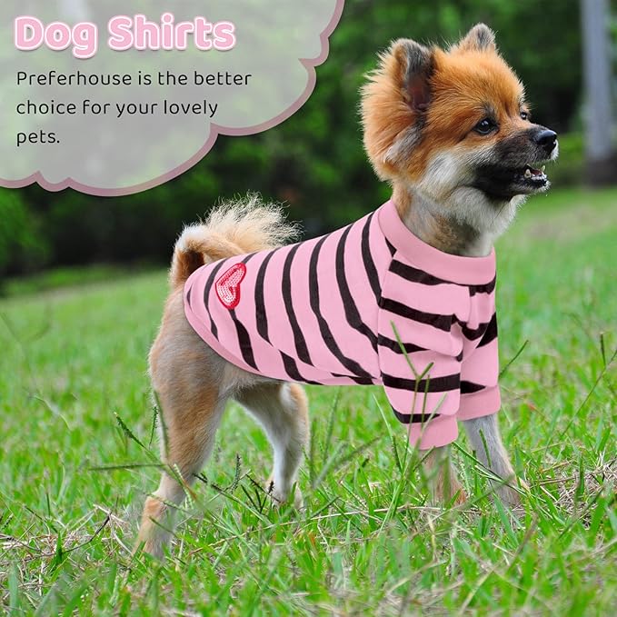 Pet Dog Striped T-Shirt Dogs Cats Cotton Vest Spring Summer Pet Apparel Tee Shirt Suitable for Small and Medium Large Pets French Bulldog Bichon