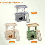 PEQULTI Small Cat Tree Cactus Cat Tower for Large Adult Cats with Wide Top Perch, Private Cat Condo and Sisal Scratching Post&Pad for Indoor Cats, Green