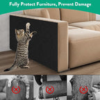 Trimmable Cat Scratcher Mat, Self-Adhesive Cat Scratching Carpet Pad Replacement for Cat Tree Shelves, Cat Steps and Posts, DIY Cat Scratch Couch Furniture Protector (Black, 39.4"x15.8")