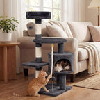 Tangkula 36 Inch Cat Tree Tower, Multi-Level Cat Tower with Condo, Top Perch, Sisal Scratching Posts & Hanging Rope, Spring & Hanging Balls, Climbing Platforms for Indoor Cats and Kittens (Dark Gray)
