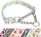 Heavy Duty Chain Dog Collar - No-Pull Martingale Choke Collar for Large Dogs, Adjustable Slip Training Collar for Secure Control(Medium)