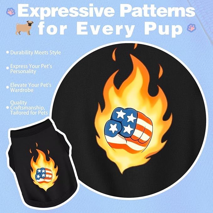 Discover Cozy Cotton Canine Wear: Soft, Lightweight, and Breathable Dog Shirt Vest, Keeping Your Furry Friend Warm and Comfy! Fist Flag M