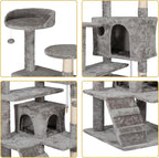 LEMY 54 Inch Cat Tree,Multi-Level Cat Tower Condo for Indoor Kittens,Light Grey Cat House with Sisal-Covered Scratching Post for Cats to Play and Sleep