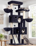 Globlazer Large Cat Tree, 72 inch Tall Cat Climbing Tower for Indoor Large Adult Cats Multi-Level Furniture Tree House with 2 Cozy Perches, 2 Padded Condos, 5 Sisal Scratching Posts, F72G, Dark Grey