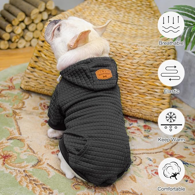 BEAUTYZOO Dog Sweaters for Large Dogs Girls Boys, Warm Winter Dog Hoodie Sweatshirt with Pocket & Leash Hole,Soft Waffle-Like Laminated Cotton Pet Clothes for Big Breeds Indoor Outdoor Cold Weather