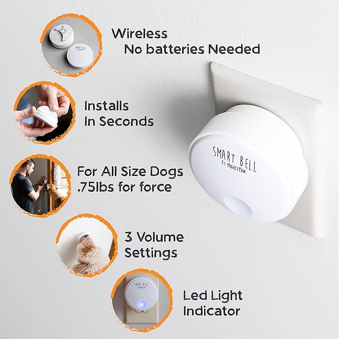 Mighty Paw Smart Bell 2.0 – Potty Training Button for Dogs & Puppies – Train Your Dog to Ring The Bell – Wireless Pet Communication (2 Button Pack) (Pack of 2)