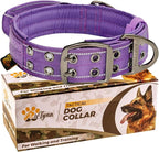 ADITYNA Heavy Duty Dog Collar for Medium Dogs - Reflective Purple Collar with Handle for Training, and Walking - Wide, Thick, Tactical, Soft Neoprene Padded